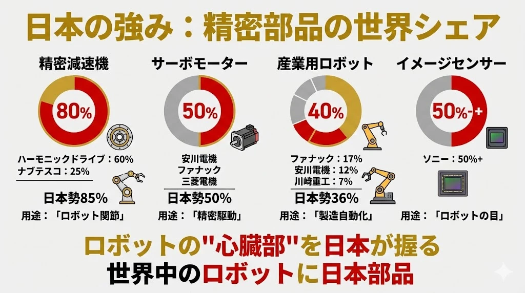 日本の強み:精密部品の世界シェア