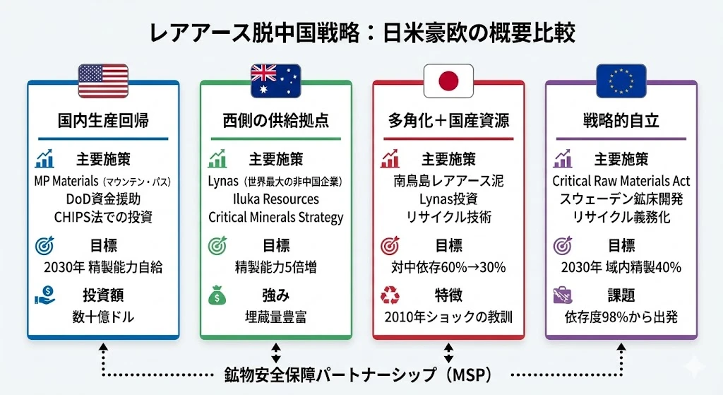 各国の脱中国戦略の概要